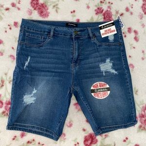 High Waisted Bermuda Jean Shorts